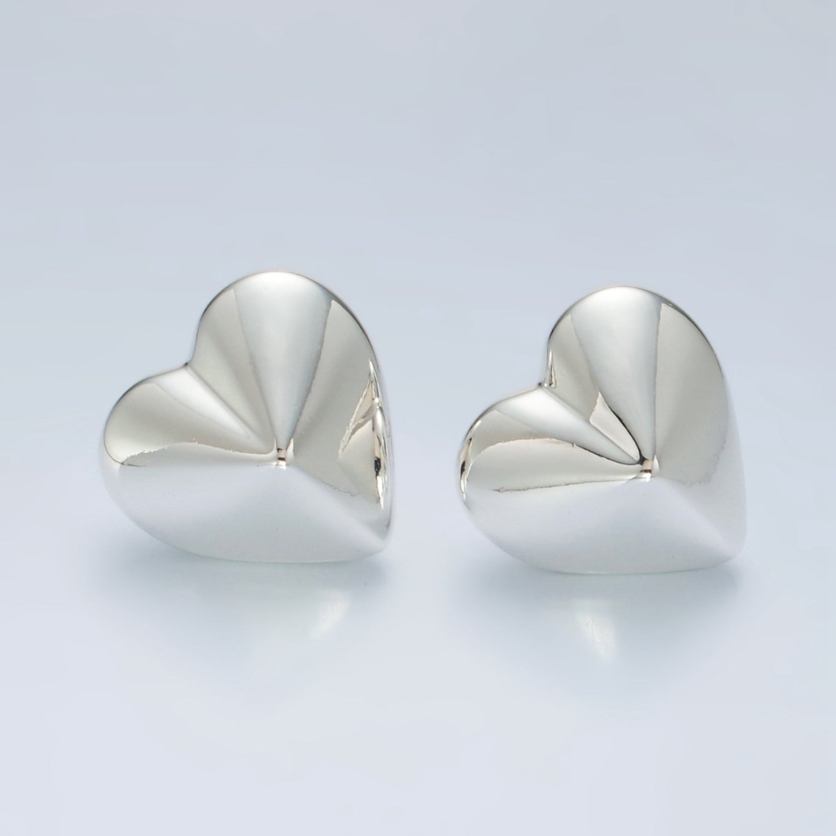 Edged Heart Lightweight Stud Earrings in Gold & Silver | AD709 AD710