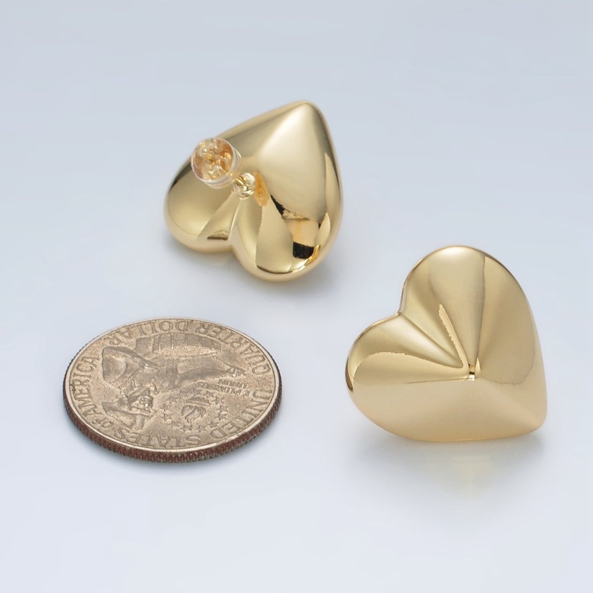 Edged Heart Lightweight Stud Earrings in Gold & Silver | AD709 AD710