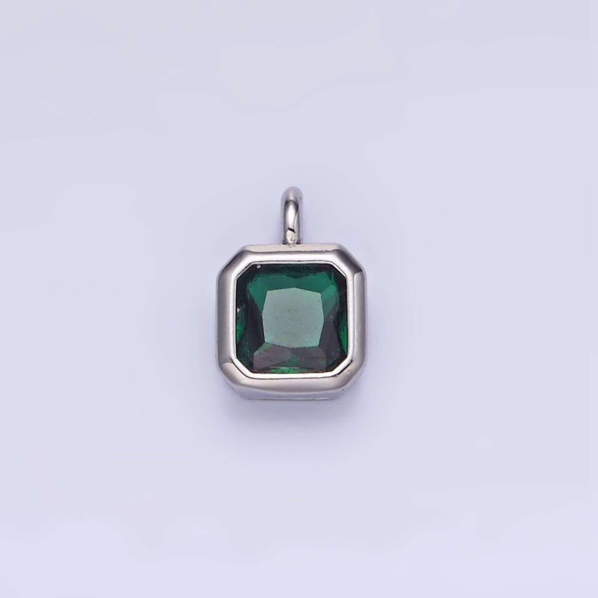 14K Gold Filled Birthstone CZ Square Edged Bezel Charm in Gold & Silver | W758 - W769