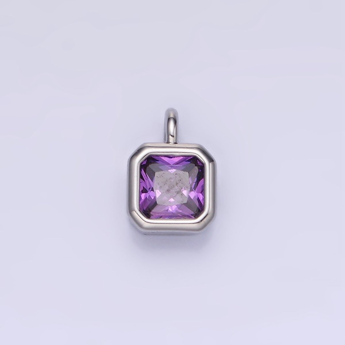 14K Gold Filled Birthstone CZ Square Edged Bezel Charm in Gold & Silver | W758 - W769