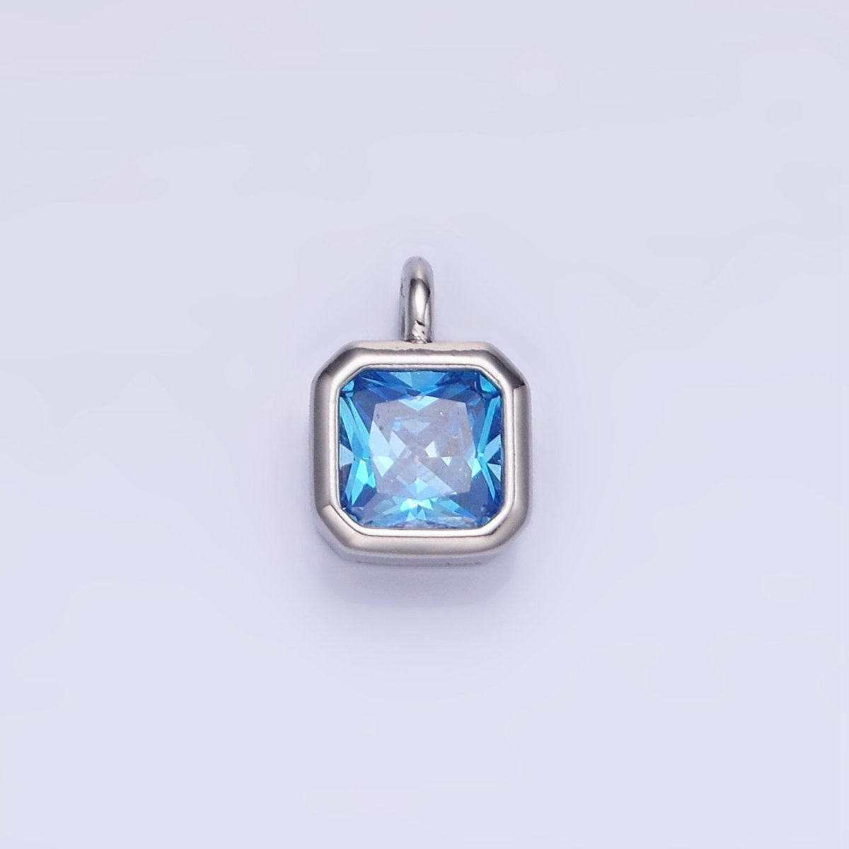 14K Gold Filled Birthstone CZ Square Edged Bezel Charm in Gold & Silver | W758 - W769