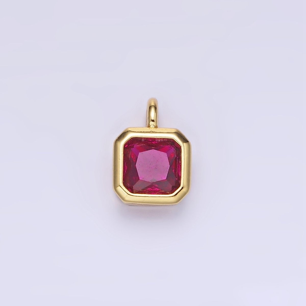 14K Gold Filled Birthstone CZ Square Edged Bezel Charm in Gold & Silver | W758 - W769