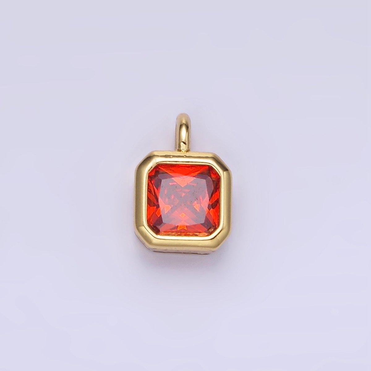 14K Gold Filled Birthstone CZ Square Edged Bezel Charm in Gold & Silver | W758 - W769
