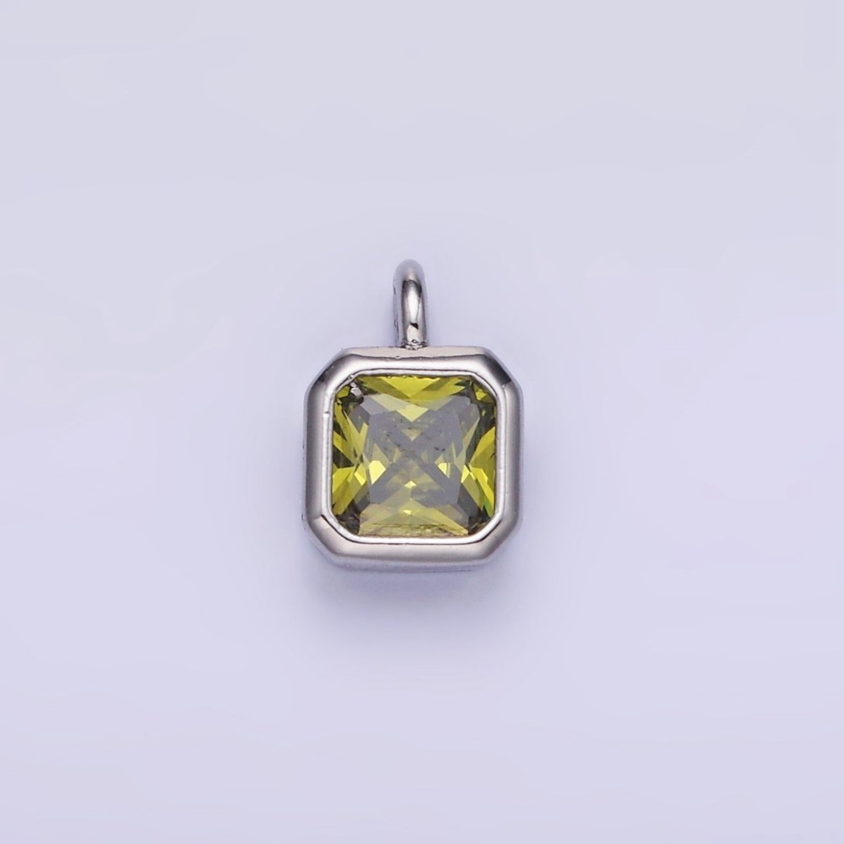 14K Gold Filled Birthstone CZ Square Edged Bezel Charm in Gold & Silver | W758 - W769