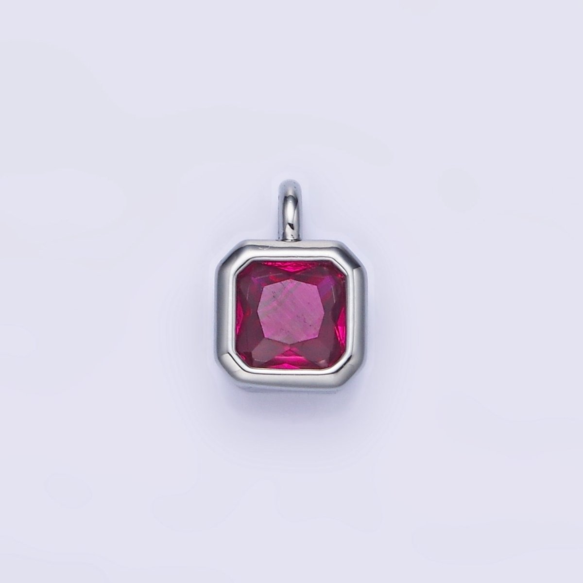 14K Gold Filled Birthstone CZ Square Edged Bezel Charm in Gold & Silver | W758 - W769