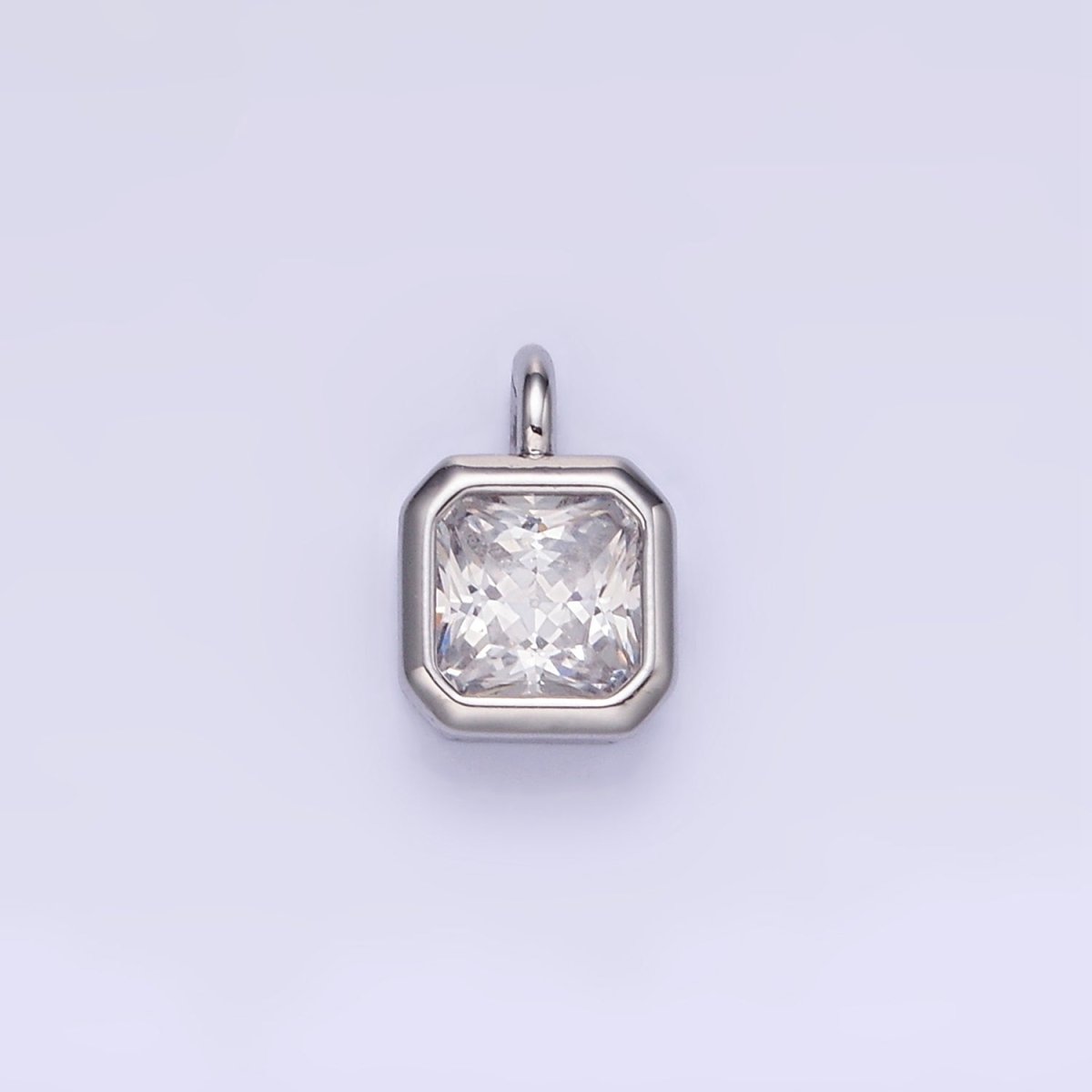 14K Gold Filled Birthstone CZ Square Edged Bezel Charm in Gold & Silver | W758 - W769