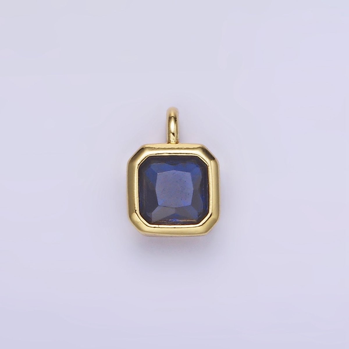 14K Gold Filled Birthstone CZ Square Edged Bezel Charm in Gold & Silver | W758 - W769