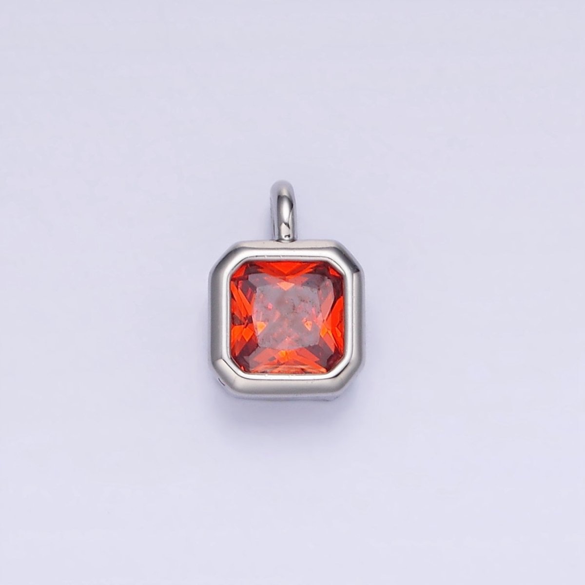 14K Gold Filled Birthstone CZ Square Edged Bezel Charm in Gold & Silver | W758 - W769