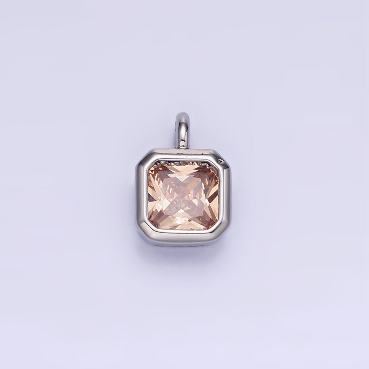14K Gold Filled Birthstone CZ Square Edged Bezel Charm in Gold & Silver | W758 - W769