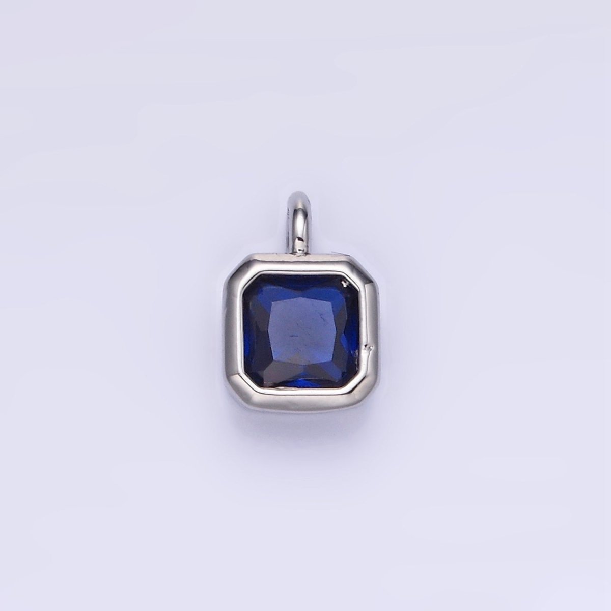 14K Gold Filled Birthstone CZ Square Edged Bezel Charm in Gold & Silver | W758 - W769