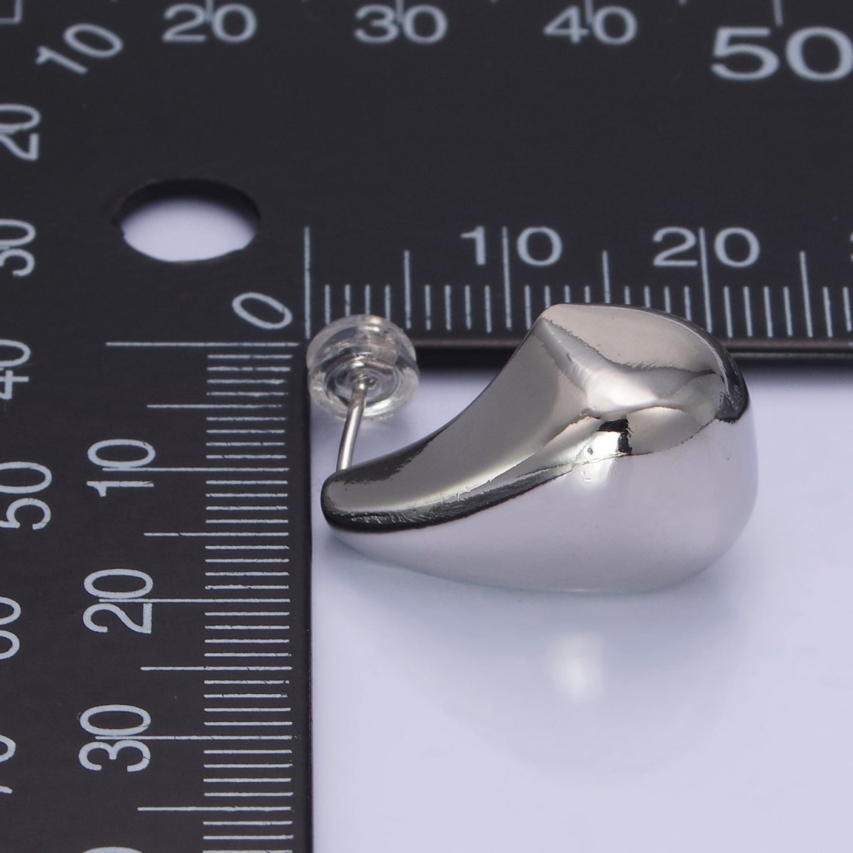 14K Gold Filled Edged Teardrop C-Shaped Hoop Earrings in Gold & Silver | AB1144 AB1145