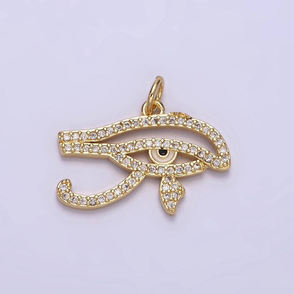 14K Gold Filled Egyptian Evil Eye Micro Paved CZ Charm | AC1414 - DLUXCA