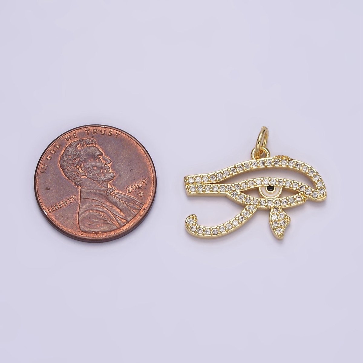 14K Gold Filled Egyptian Evil Eye Micro Paved CZ Charm | AC1414 - DLUXCA
