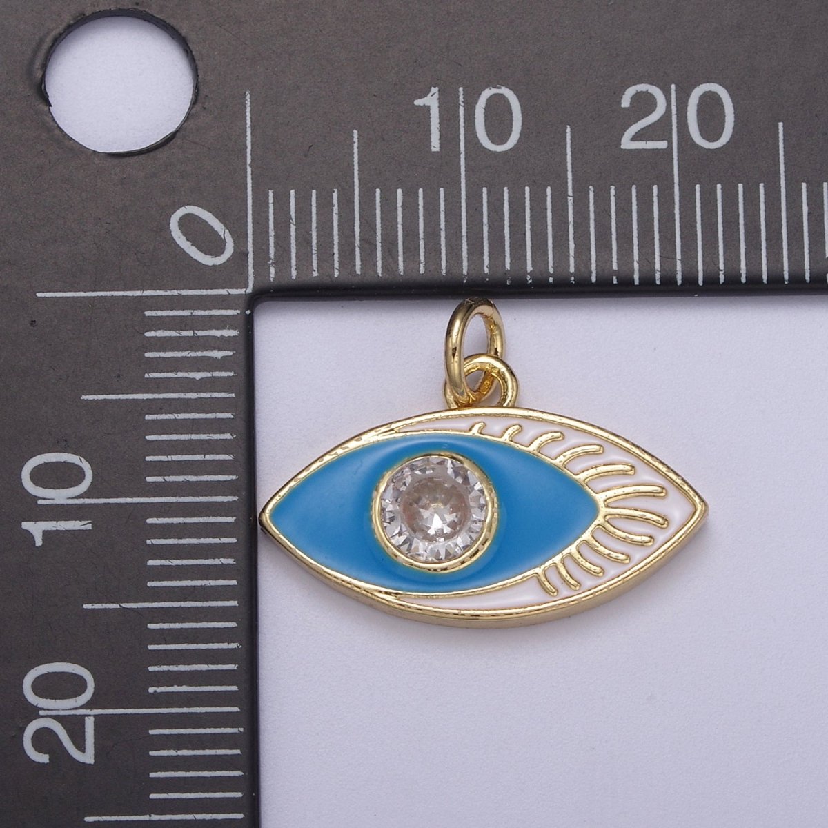 14K Gold Filled Enamel Evil Eye Pendant, Evil Eye Charm, Enamel Charm, Micro-pavé CZ Eye Necklace, DIY Jewelry Accessory N-267 - N-270