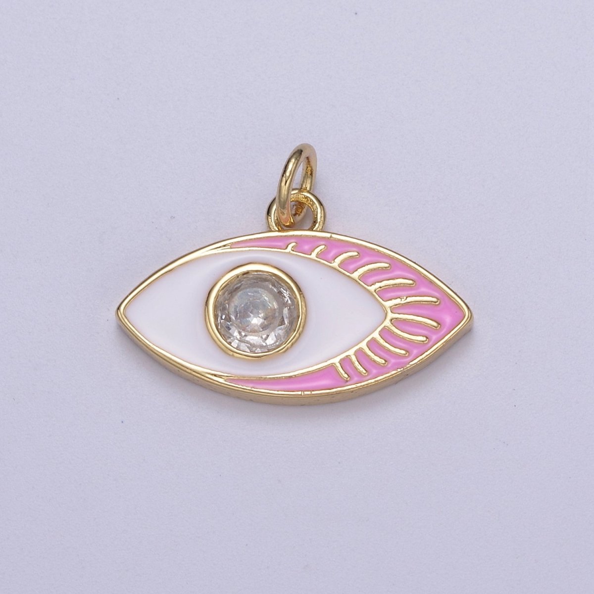 14K Gold Filled Enamel Evil Eye Pendant, Evil Eye Charm, Enamel Charm, Micro-pavé CZ Eye Necklace, DIY Jewelry Accessory N-267 - N-270