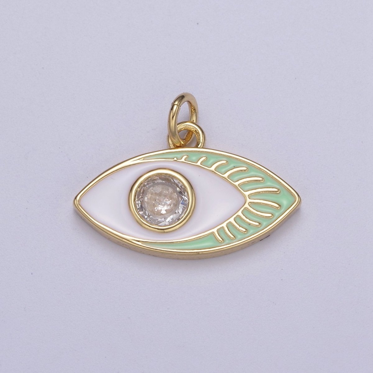 14K Gold Filled Enamel Evil Eye Pendant, Evil Eye Charm, Enamel Charm, Micro-pavé CZ Eye Necklace, DIY Jewelry Accessory N-267 - N-270