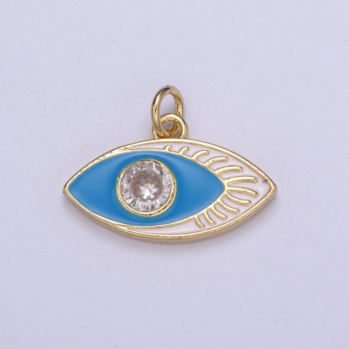 14K Gold Filled Enamel Evil Eye Pendant, Evil Eye Charm, Enamel Charm, Micro-pavé CZ Eye Necklace, DIY Jewelry Accessory N-267 - N-270