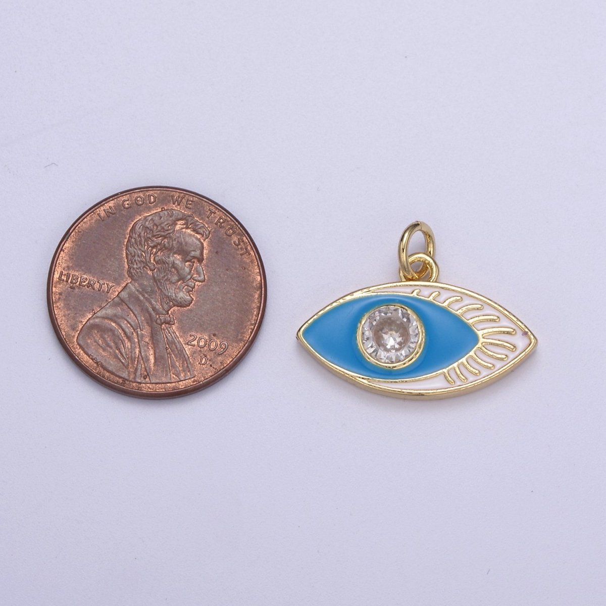 14K Gold Filled Enamel Evil Eye Pendant, Evil Eye Charm, Enamel Charm, Micro-pavé CZ Eye Necklace, DIY Jewelry Accessory N-267 - N-270
