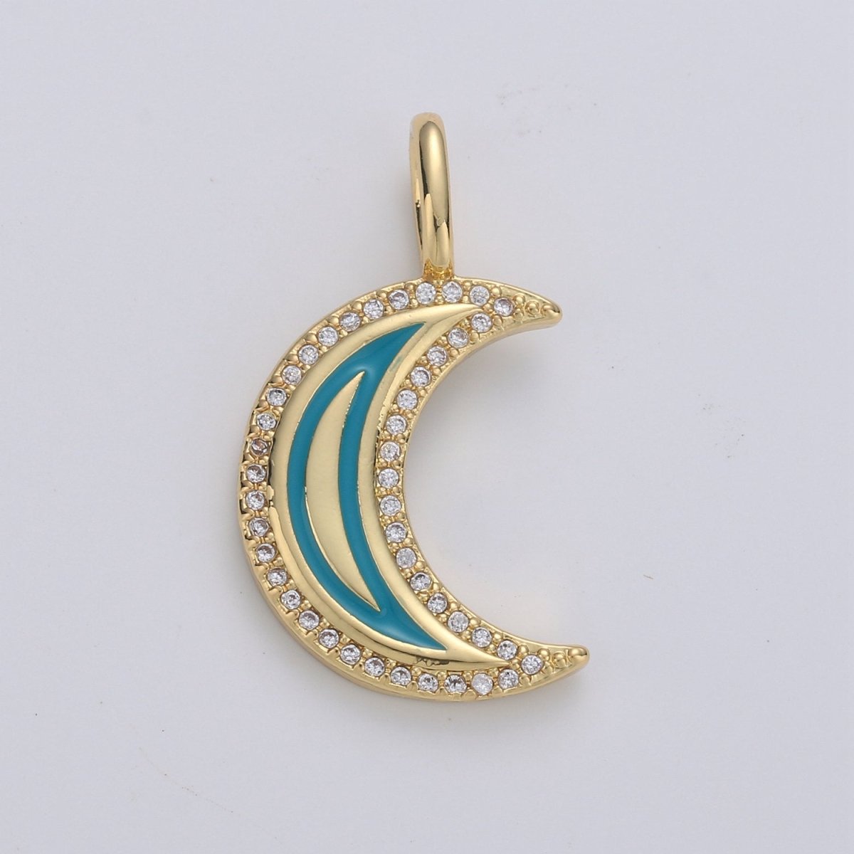 14k Gold Filled Enamel Moon Pendant Dainty Gold Moon Charm Red Teal Purple Enamel charm for Celestial Jewelry for Earring Bracelet Necklace D-110 - D-112