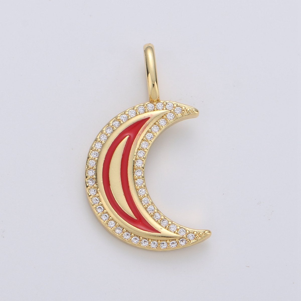 14k Gold Filled Enamel Moon Pendant Dainty Gold Moon Charm Red Teal Purple Enamel charm for Celestial Jewelry for Earring Bracelet Necklace D-110 - D-112
