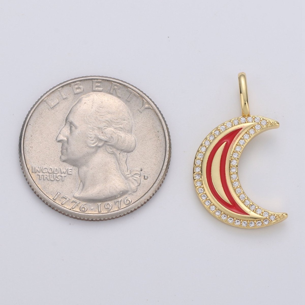 14k Gold Filled Enamel Moon Pendant Dainty Gold Moon Charm Red Teal Purple Enamel charm for Celestial Jewelry for Earring Bracelet Necklace D-110 - D-112