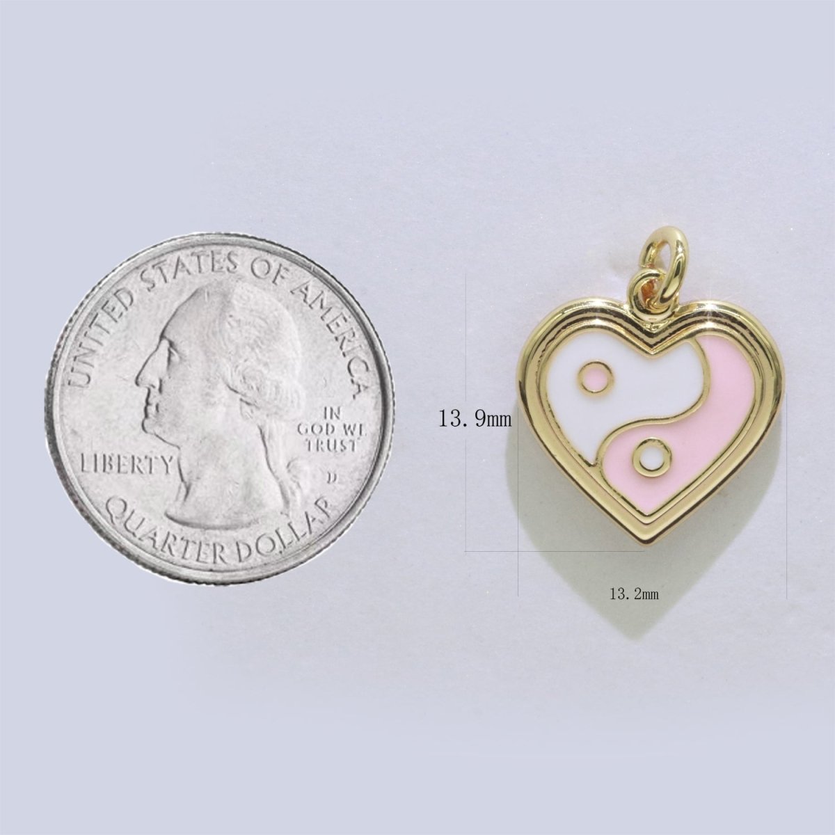 14K Gold Filled Enamel Y2K Jewelry Colorful Enamel Yin yang Charm Heart Pendant E-878 E-879 E-880