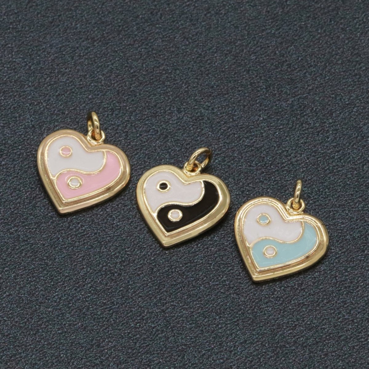 14K Gold Filled Enamel Y2K Jewelry Colorful Enamel Yin yang Charm Heart Pendant E-878 E-879 E-880
