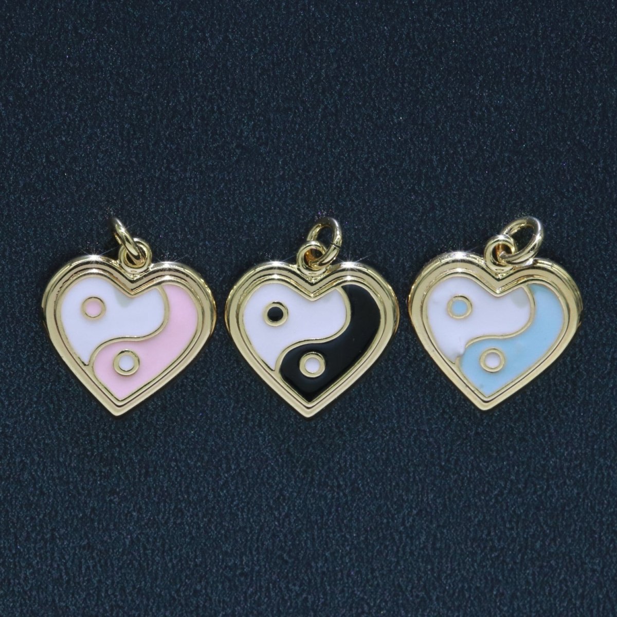 14K Gold Filled Enamel Y2K Jewelry Colorful Enamel Yin yang Charm Heart Pendant E-878 E-879 E-880