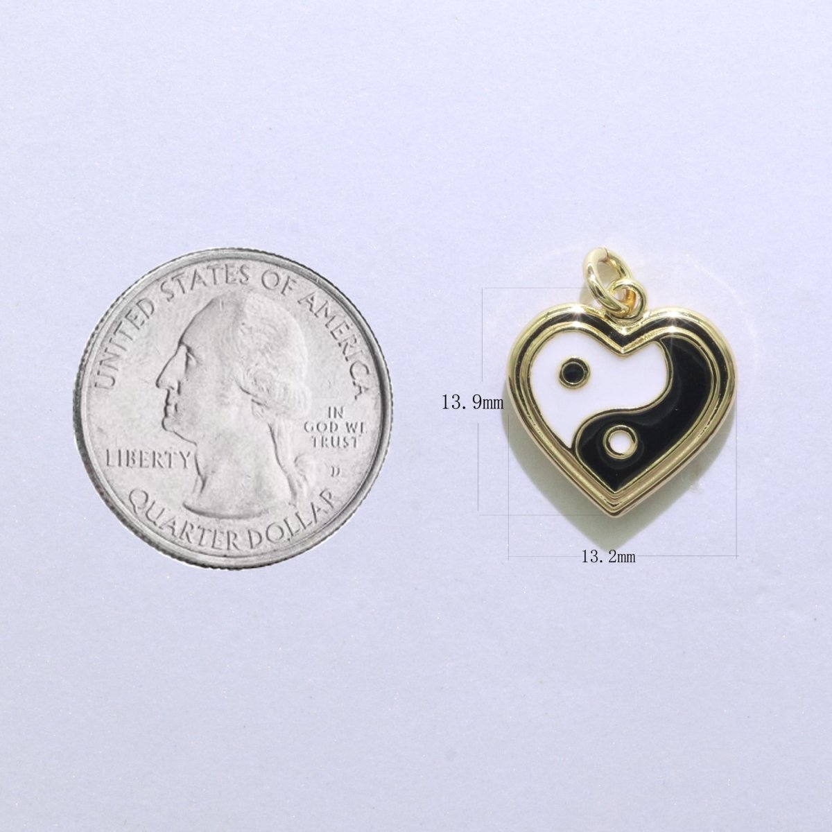 14K Gold Filled Enamel Y2K Jewelry Colorful Enamel Yin yang Charm Heart Pendant E-878 E-879 E-880