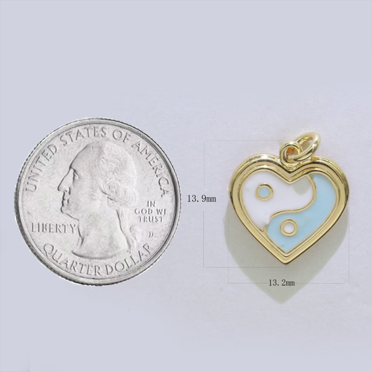 14K Gold Filled Enamel Y2K Jewelry Colorful Enamel Yin yang Charm Heart Pendant E-878 E-879 E-880