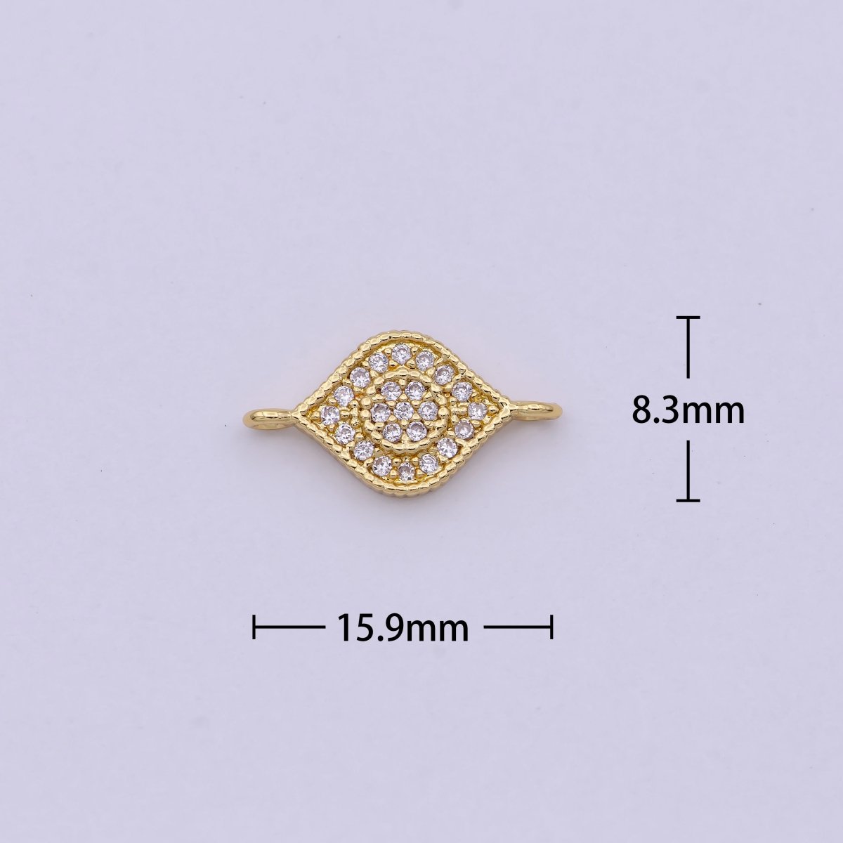 14K Gold Filled Evil Eye Charm Connector, Evil Eye Link Connector CZ Greek Eye, Jewelry Making F684 - DLUXCA