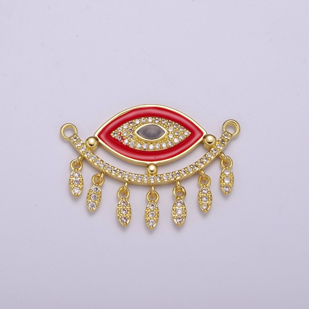 14K Gold Filled Evil Eye Charm Connector for Statement Jewelry Micro Pave Eye Link Connector for Necklace F-904~F-908