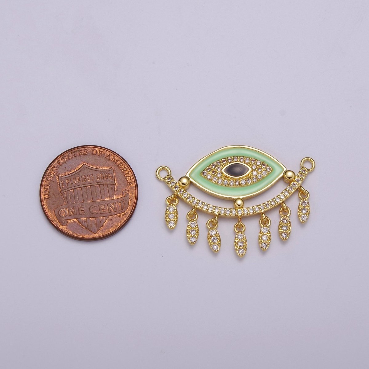 14K Gold Filled Evil Eye Charm Connector for Statement Jewelry Micro Pave Eye Link Connector for Necklace F-904~F-908