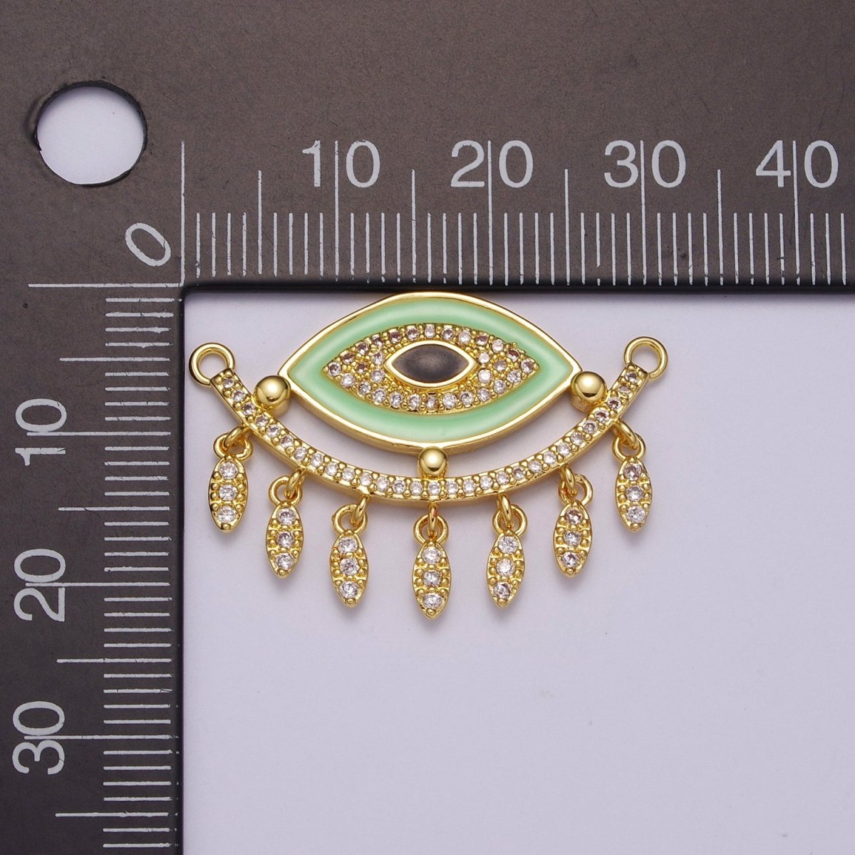 14K Gold Filled Evil Eye Charm Connector for Statement Jewelry Micro Pave Eye Link Connector for Necklace F-904~F-908