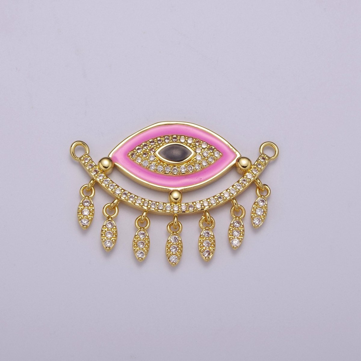 14K Gold Filled Evil Eye Charm Connector for Statement Jewelry Micro Pave Eye Link Connector for Necklace F-904~F-908