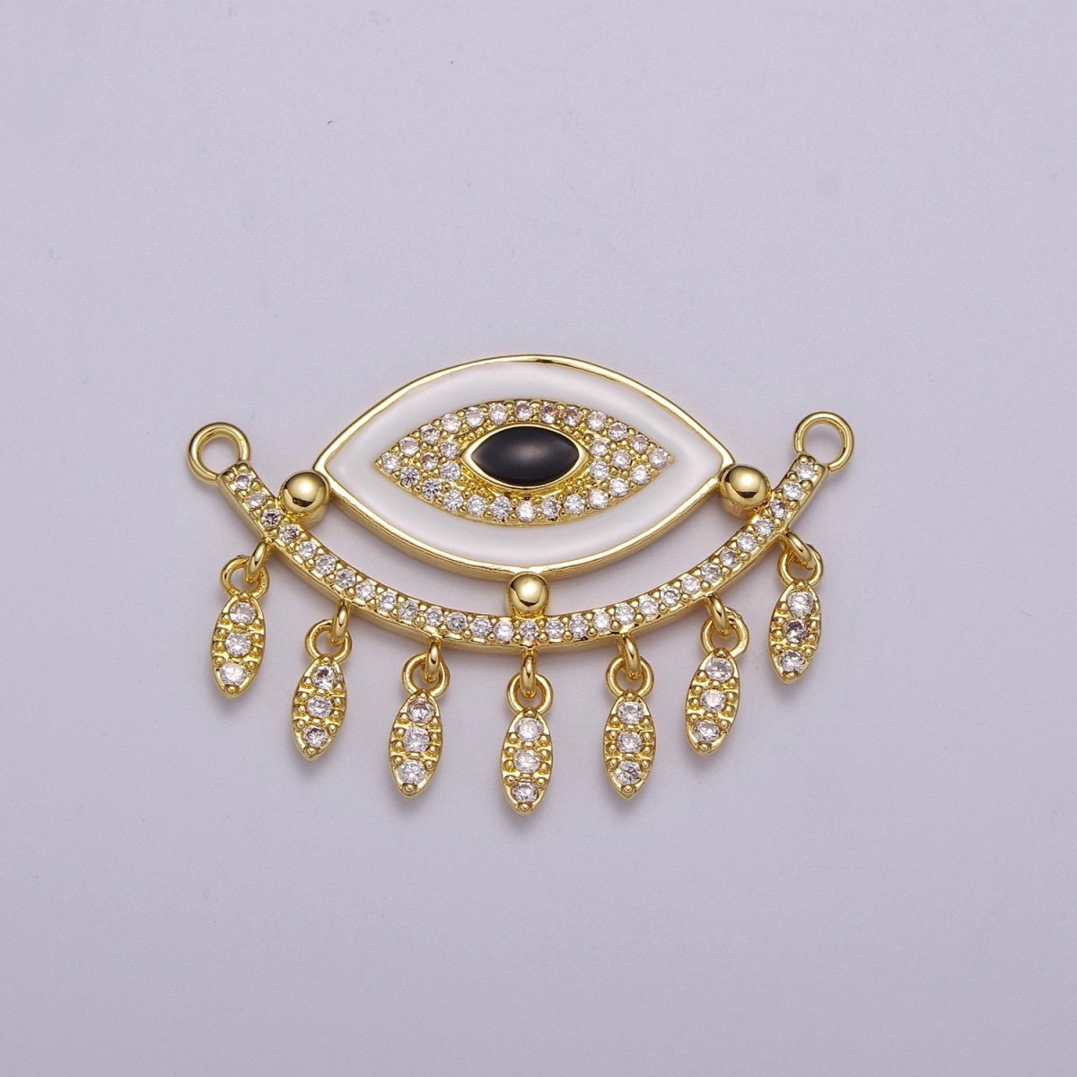 14K Gold Filled Evil Eye Charm Connector for Statement Jewelry Micro Pave Eye Link Connector for Necklace F-904~F-908