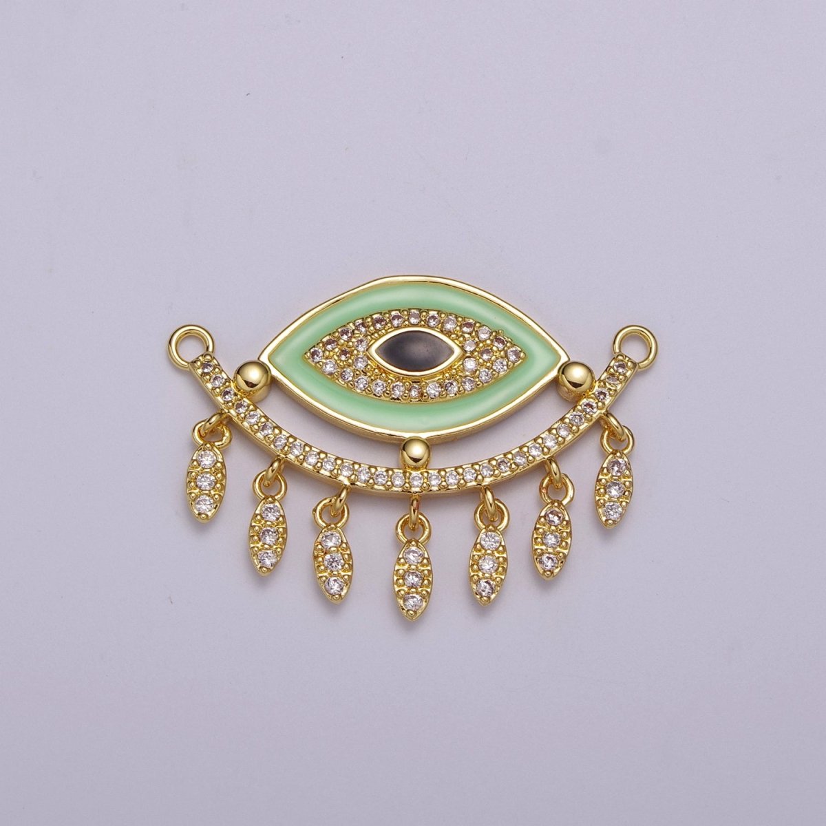 14K Gold Filled Evil Eye Charm Connector for Statement Jewelry Micro Pave Eye Link Connector for Necklace F-904~F-908