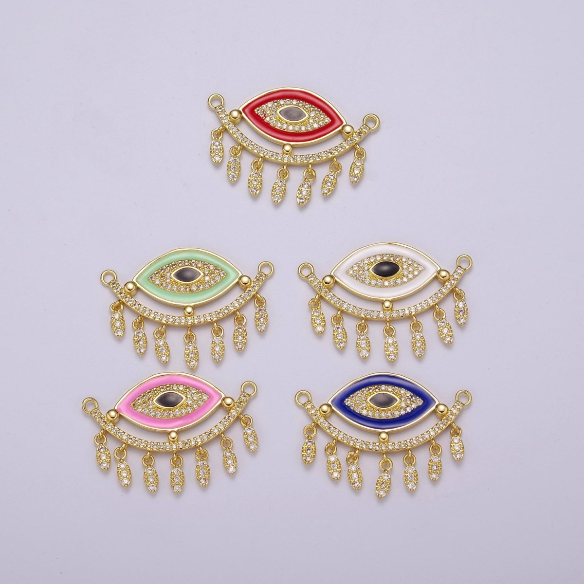 14K Gold Filled Evil Eye Charm Connector for Statement Jewelry Micro Pave Eye Link Connector for Necklace F-904~F-908