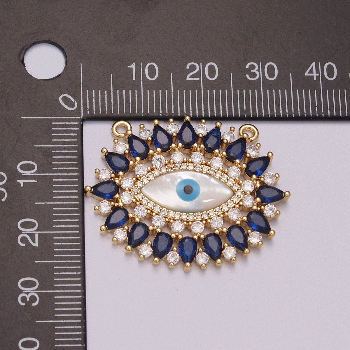 14K Gold Filled Evil Eye Charm, CZ Micro Pave Sparkly Statement Charm Connector for Necklace Jewelry Making Amulet Talisman JewelY-384 - Y-387
