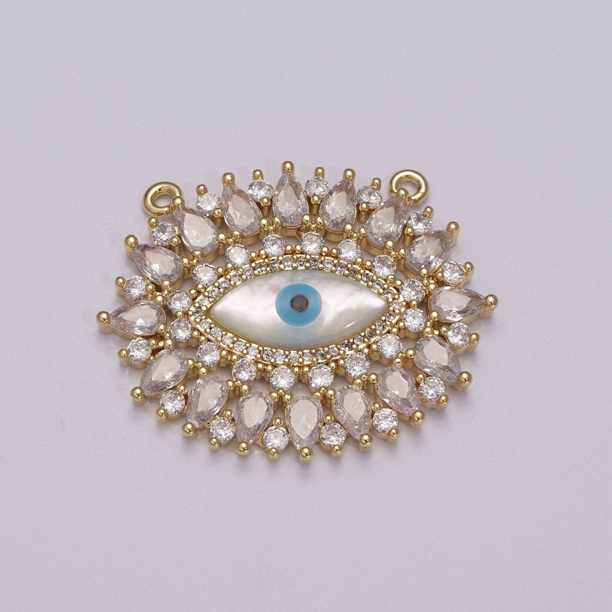14K Gold Filled Evil Eye Charm, CZ Micro Pave Sparkly Statement Charm Connector for Necklace Jewelry Making Amulet Talisman JewelY-384 - Y-387