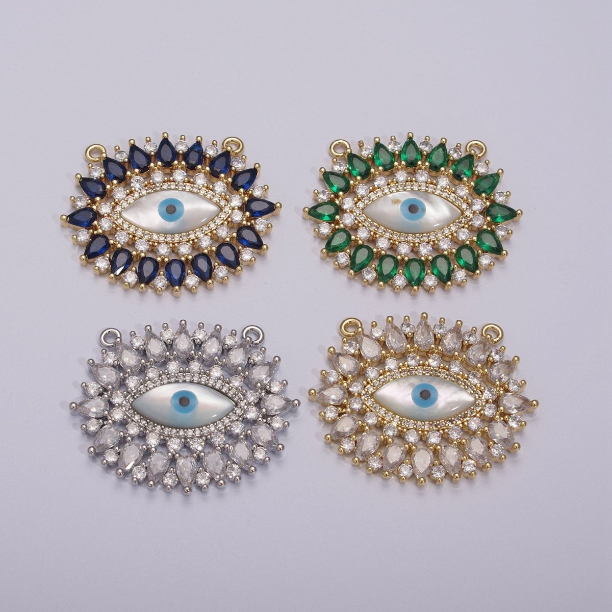 14K Gold Filled Evil Eye Charm, CZ Micro Pave Sparkly Statement Charm Connector for Necklace Jewelry Making Amulet Talisman JewelY-384 - Y-387