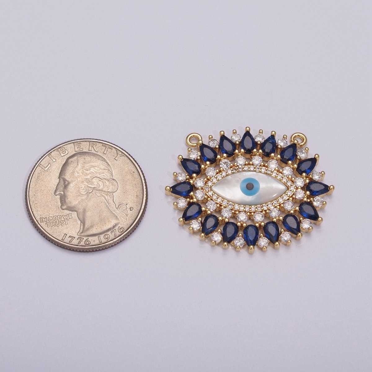 14K Gold Filled Evil Eye Charm, CZ Micro Pave Sparkly Statement Charm Connector for Necklace Jewelry Making Amulet Talisman JewelY-384 - Y-387