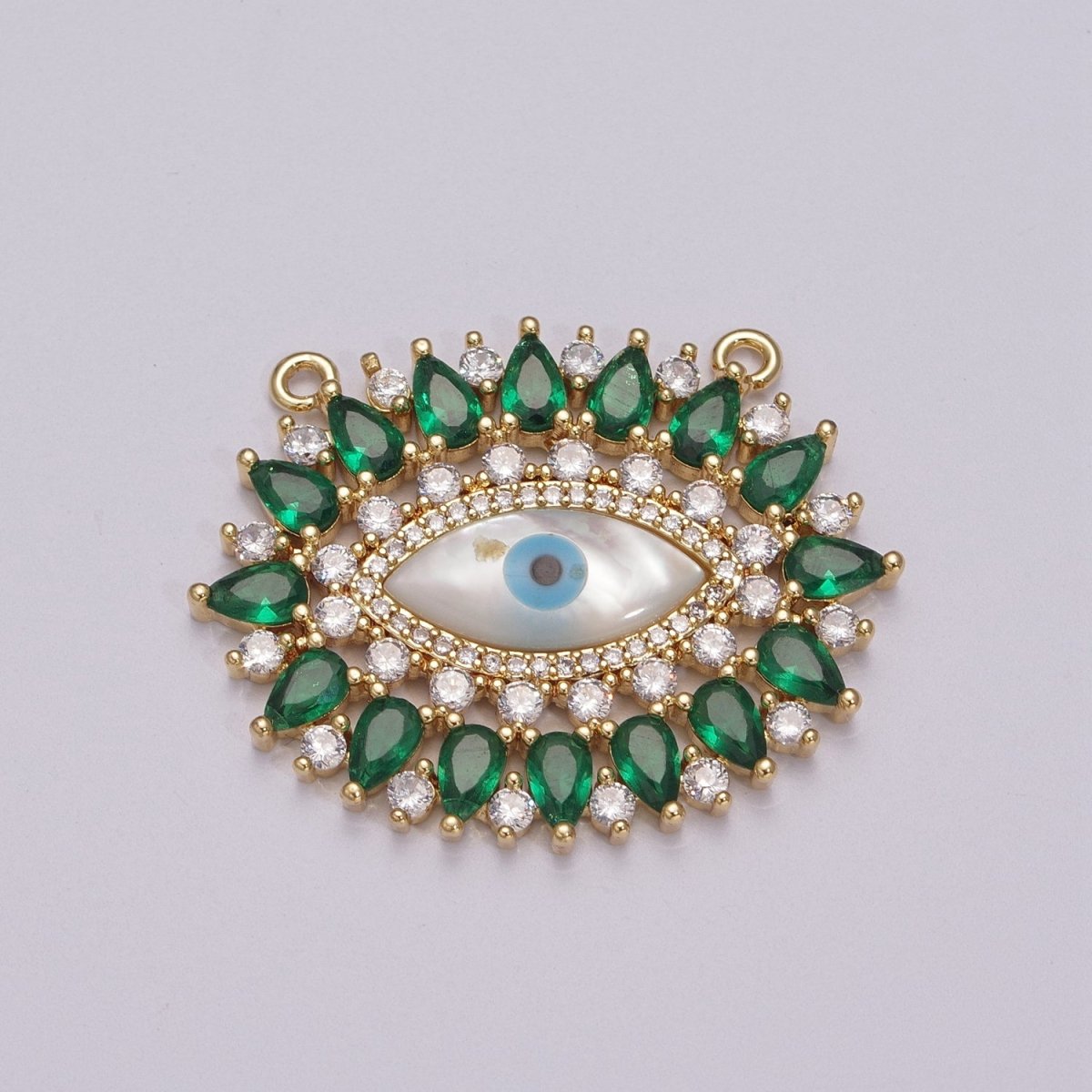 14K Gold Filled Evil Eye Charm, CZ Micro Pave Sparkly Statement Charm Connector for Necklace Jewelry Making Amulet Talisman JewelY-384 - Y-387