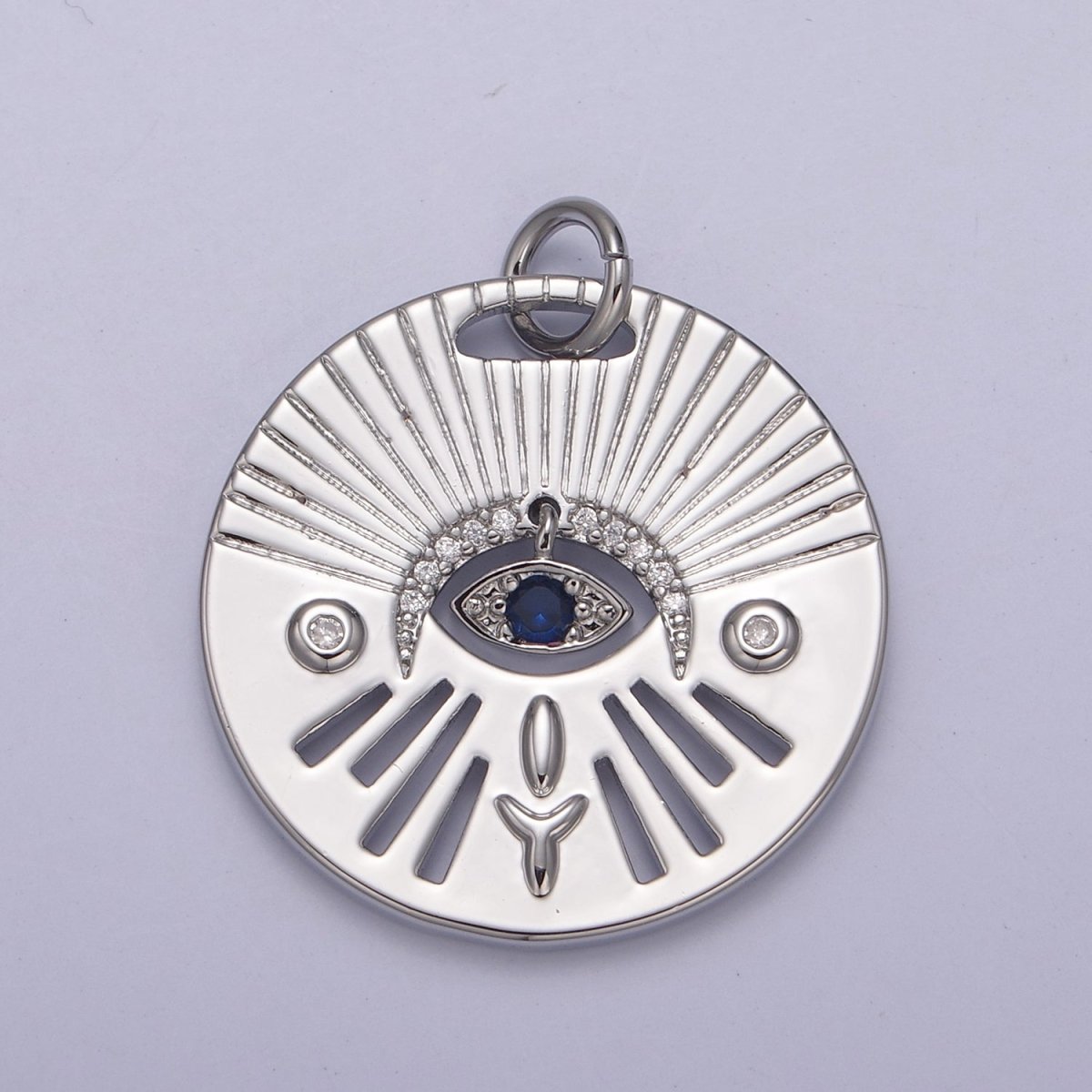 14K Gold Filled Evil Eye Charm, Gold Disc Evil Eye Pendant, Cubic Medallion Coin Charm, Amulet Talisman Pendant N-763 N-764