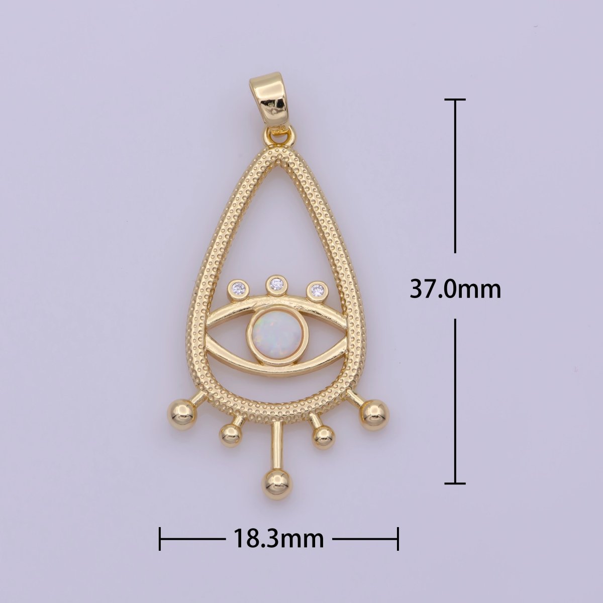 14K Gold Filled Evil Eye Gold White Opal Talisman Charm Pendant, Teardrop Pendant Lucky Medallion Pendant For Earring DIY Jewelry Making N-495 N-496