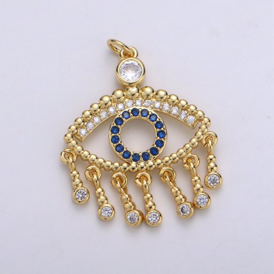 14K Gold Filled Eye Charm - Evil Eye Pendant Necklace - Gold Evil Eye Layering Necklace - Amulet Jewelry Gold medallion Dangle Charm D-867
