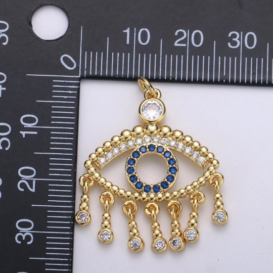 14K Gold Filled Eye Charm - Evil Eye Pendant Necklace - Gold Evil Eye Layering Necklace - Amulet Jewelry Gold medallion Dangle Charm D-867
