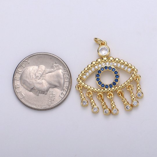 14K Gold Filled Eye Charm - Evil Eye Pendant Necklace - Gold Evil Eye Layering Necklace - Amulet Jewelry Gold medallion Dangle Charm D-867