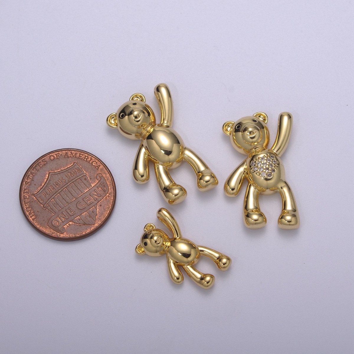 14k Gold Filled Family Daddy Mommy Teddy Bear Charm Dangle Pendant Hold My Hand Bear Hug Charm for Necklace Bracelet Supply M-746 - M-748