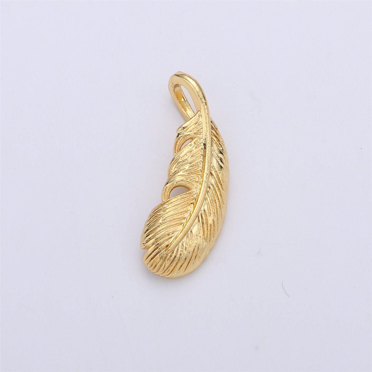 14k Gold Filled feather charm 20x9mm Tiny Feather Charms Dainty Feathers Nature Spiritual Tribal Boho Jewelry Supplies Findings I-590